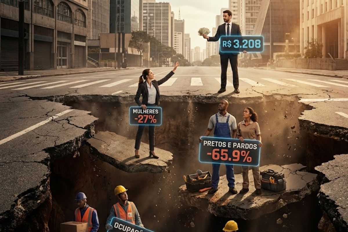 Renda média do Brasil bate recorde, mas desigualdade salarial entre homens e mulheres, pretos e pardos expõe desequilíbrio no mercado de trabalho.