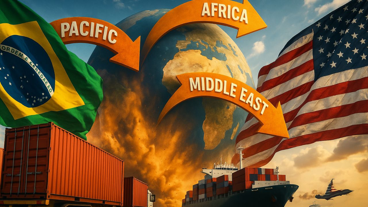 Brasil entra no jogo global com novas rotas comerciais que ligam Pacífico, África e Oriente Médio, podem reduzir dependência do dólar e preocupam os EUA