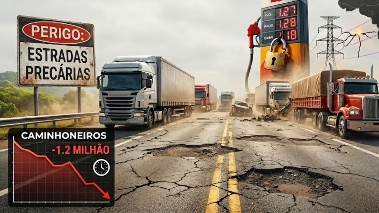Brasil perde 1,2 milhão de caminhoneiros em 10 anos, salários não acompanham custos, estradas seguem perigosas e o país caminha para um apagão logístico