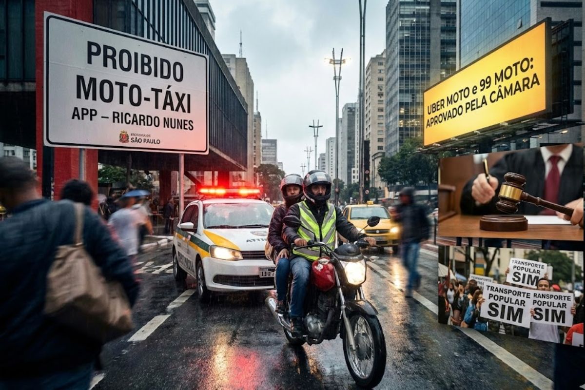 Em São Paulo, o mototáxi por aplicativo opõe Câmara, STF e Nunes; Uber e 99 anunciam retorno, prefeitura promete nova guerra jurídica e o futuro do serviço segue indefinido.