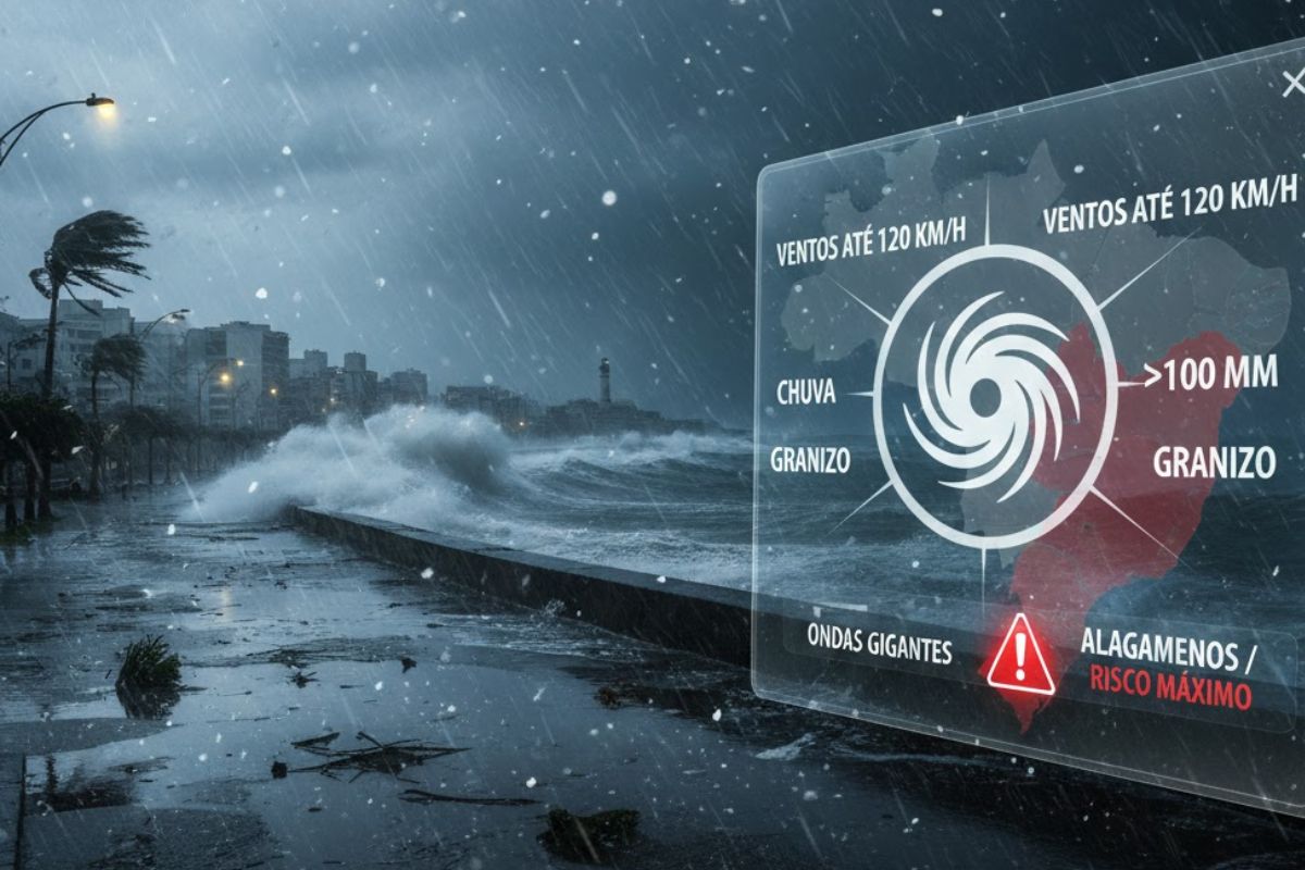 Ciclone extratropical causa chuva forte, rajada de vento, mar agitado e mobiliza a defesa civil com alertas no Sul e Sudeste do Brasil.