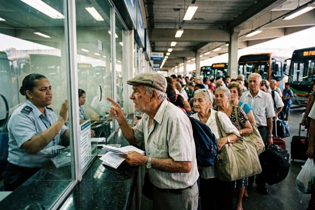 Idosos com renda de até dois salários mínimos podem viajar de graça pelo Brasil em ônibus interestaduais, com desconto de 50% do Estatuto da Pessoa Idosa.