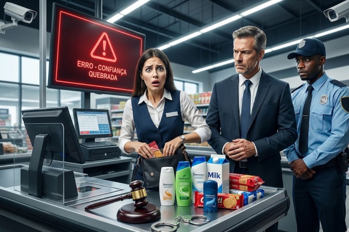 Justiça mantém justa causa de funcionária de supermercado flagrada em esquema no caixa, e decisão do TRT-MG reforça que um único episódio comprovado pode encerrar o vínculo trabalhista.