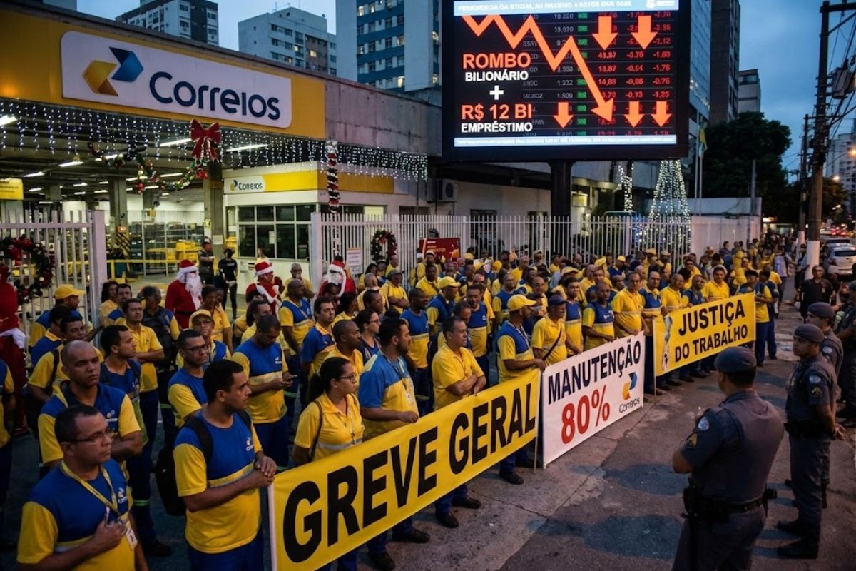 Justiça do Trabalho limita a greve dos Correios, expõe rombo bilionário dos Correios e liga empréstimo de 12 bilhões à crise financeira dos Correios.