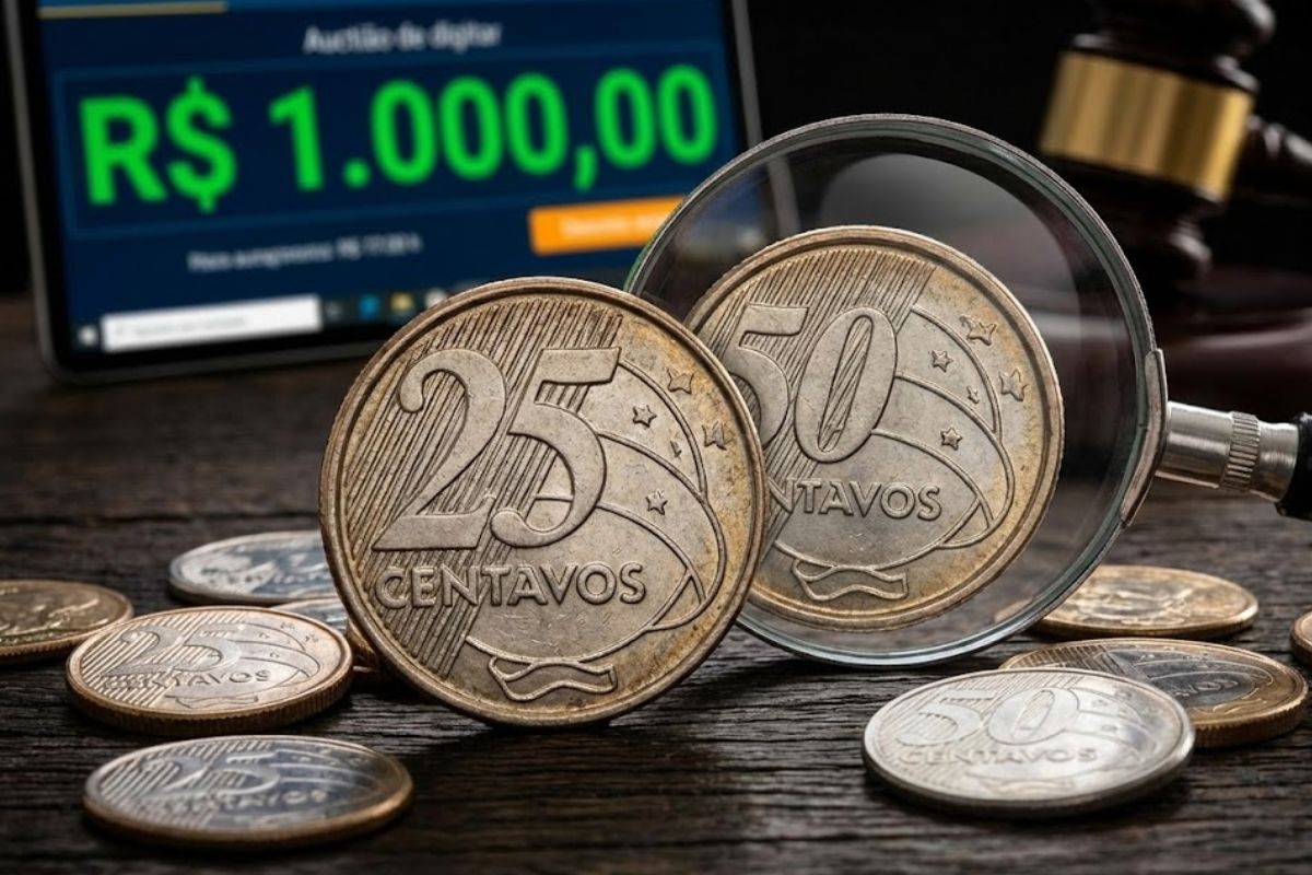Moeda de 25 centavos com erro raro pode valer mil reais em leilões. Entenda como a Moeda de 25 centavos virou raridade e veja se seus 25 centavos escondem um tesouro.