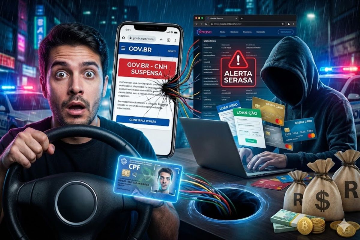 Serasa alerta para golpe da CNH suspensa que clona canais do Detran, rouba CPF de motoristas e só deve ser conferido pela Carteira Digital de Trânsito.