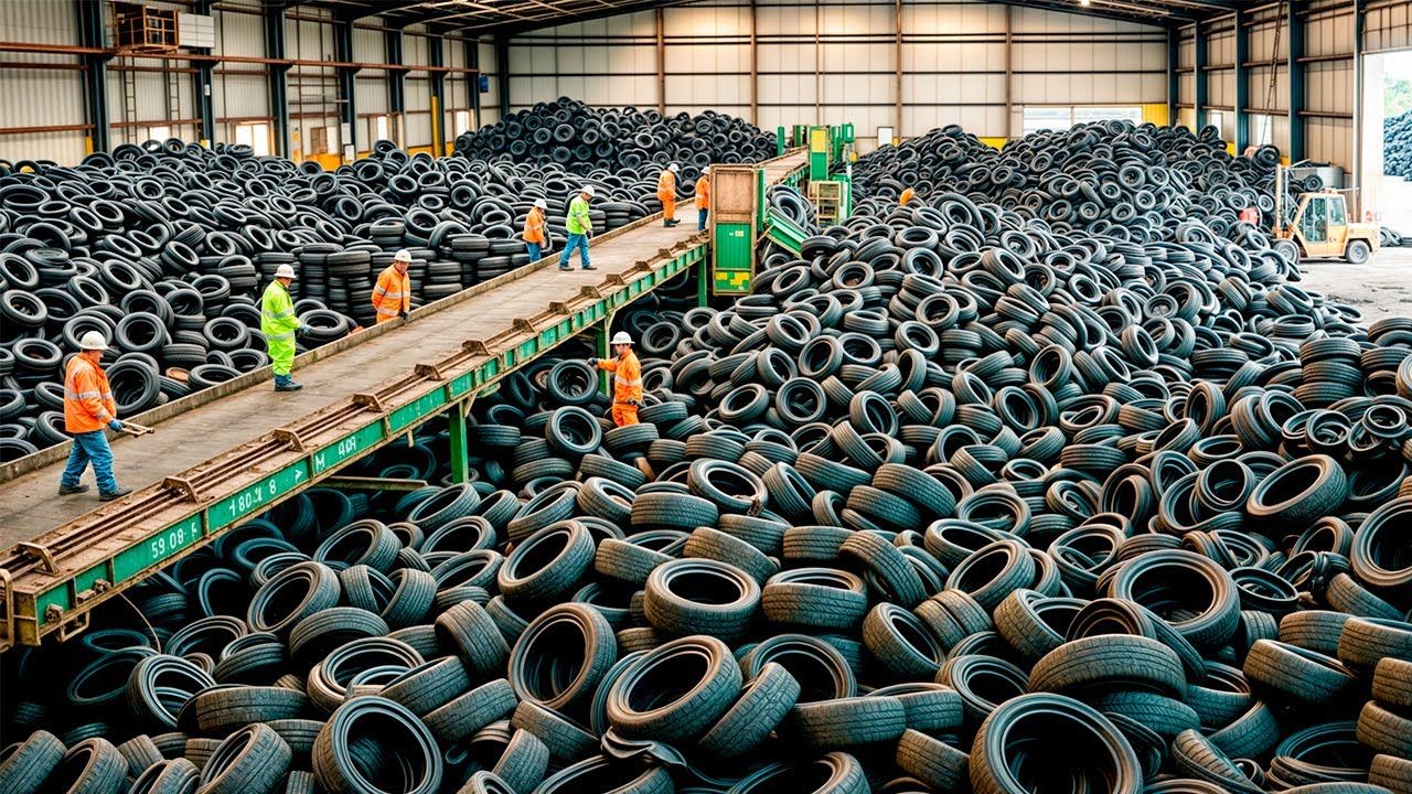 Nigéria transforma 500 mil pneus por dia em pisos e playgrounds enquanto Dubai esculpe praias artificiais com areia britada de montanhas, e revela a tecnologia secreta