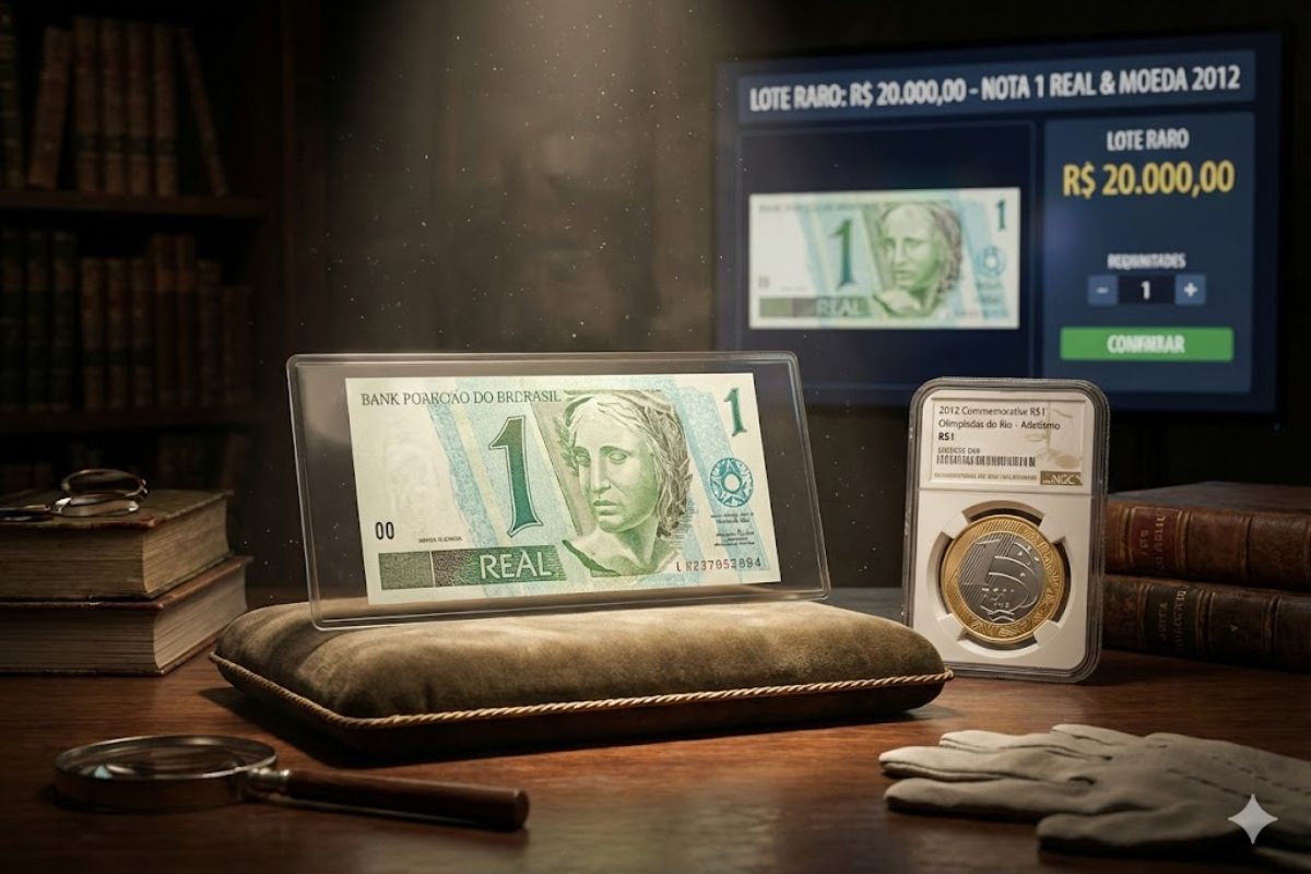 Uma nota esquecida de 1 real pode valer até R$ 20 mil no mercado de colecionadores. Cédulas raras e moedas de 1 real em conservação impecável se tornaram relíquias cobiçadas no Brasil.