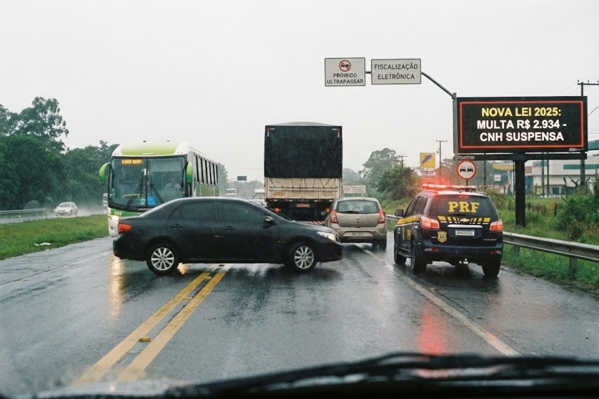 Nova lei proposta para o trânsito aumenta a multa por ultrapassagem perigosa, endurece regras da CNH e afasta motoristas imprudentes das rodovias.