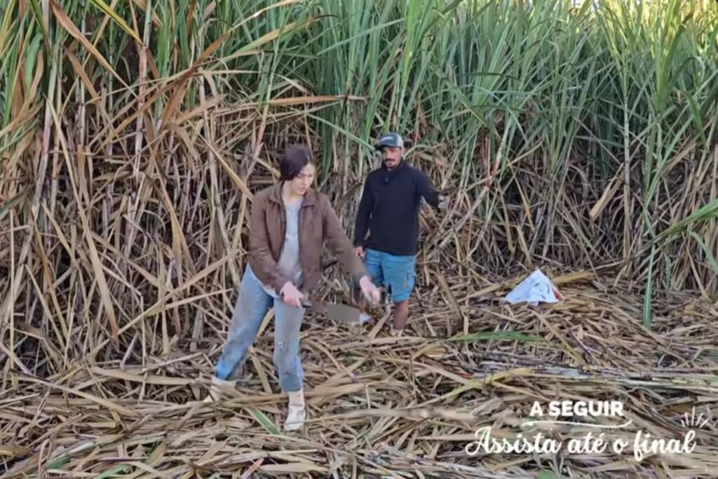 Reportagem mostra a rotina de pai e filha em fazenda com vacas leiteiras, peixes e mata fechada, destacando trabalho, fé e uma vida rural simples e feliz.