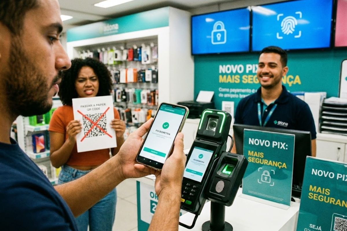Pix biometria transforma o pagamento online no Brasil, usa biometria para autorizar Pix com mais segurança, reduz fraude e acelera compras online em poucos cliques.