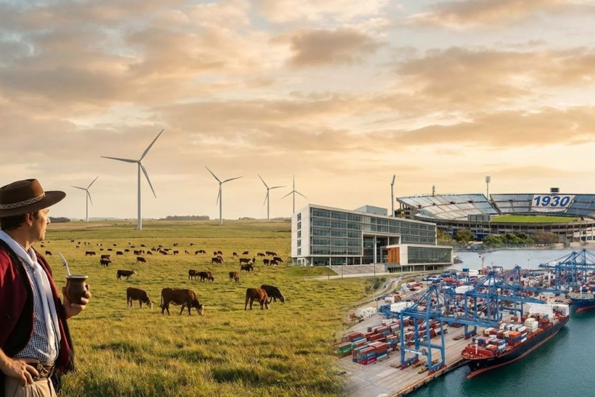 Uruguai impressiona com energia limpa, ensino público gratuito, porto de Montevidéu eficiente e orgulho pela Copa do Mundo de 1930.